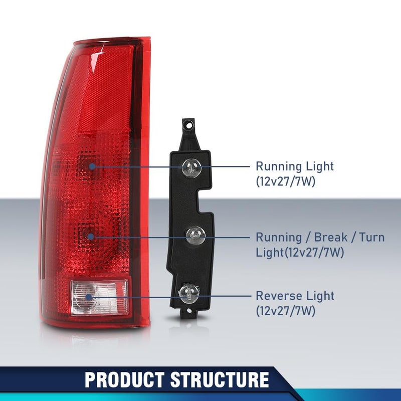 PIT66 Tail Lights w/Connector Circuit Compatible with Chevy GMC Silverado Sierra C/K 1500 2500 3500 1988-1999 Red Rear Light Lamps Drive & Passenger Side Rear Tail Lights Assembly - Image 5