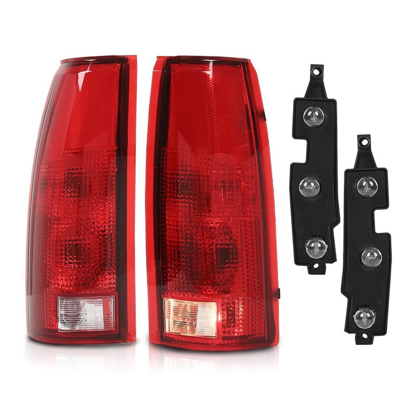 PIT66 Tail Lights w/Connector Circuit Compatible with Chevy GMC Silverado Sierra C/K 1500 2500 3500 1988-1999 Red Rear Light Lamps Drive & Passenger Side Rear Tail Lights Assembly - Image 1