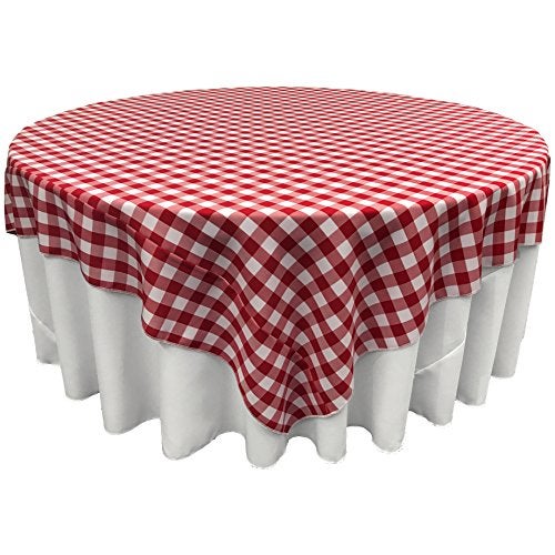 LA Linen Gingham Tablecloth - Checkered Tablecloth for Parties, Picnics & More - Farmhouse Tablecloth - Spring Tablecloth - Picnic Tablecloth - Cloth Tablecloths for Square Tables - 90"x90" Red - Image 3