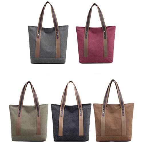 Sunshinejing Women Canvas Tote Bag Work Shoulder Totes Purse Everyday Top Handle Handbag (Red) - Image 5