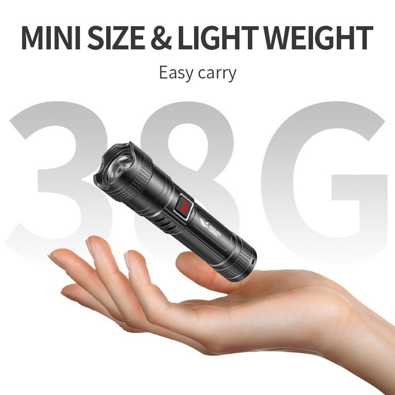 SMILING SHARK Mini Rechargeable LED Flashlight - Portable Outdoor Emergency Light - Image 3
