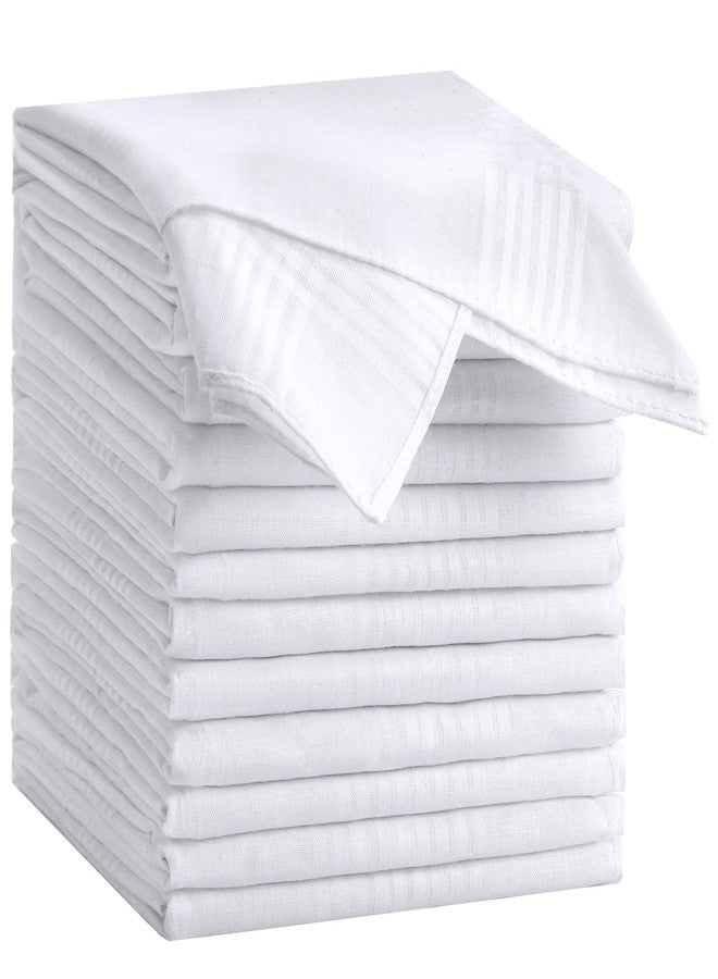 HHHAZ 12 Pack Handkerchiefs for men, 100% Soft Cotton 16x16 Inch Men's Handkerchiefs, White Classic Pocket Hankies, White, 16 inches - Image 1