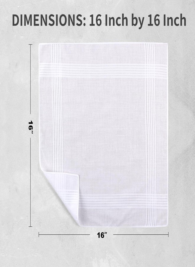HHHAZ 12 Pack Handkerchiefs for men, 100% Soft Cotton 16x16 Inch Men's Handkerchiefs, White Classic Pocket Hankies, White, 16 inches - Image 3