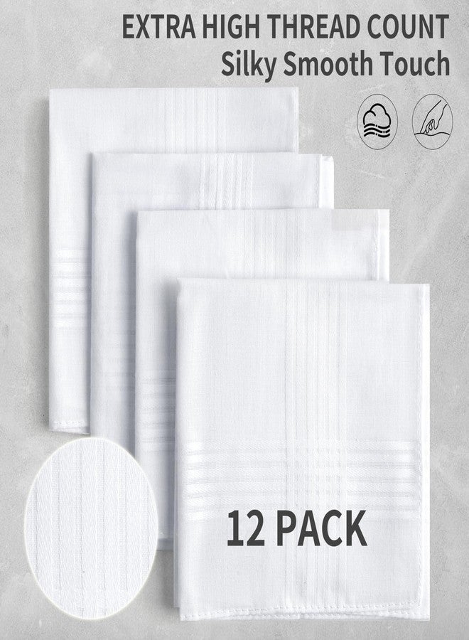 HHHAZ 12 Pack Handkerchiefs for men, 100% Soft Cotton 16x16 Inch Men's Handkerchiefs, White Classic Pocket Hankies, White, 16 inches - Image 2