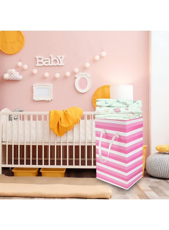 كلوكور سلة غسيل وردية للفتيات من CLOCOR بسعة 75 لترًا، سلة غسيل مستقلة للأطفال، سلال خفيفة الوزن وطويلة لغرفة الأطفال، سلة قابلة للطي لغرفة الأطفال، صناديق تخزين ألعاب كبيرة مقاومة للماء (سلة وردية) - Image 2