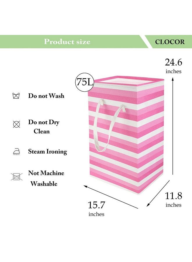كلوكور سلة غسيل وردية للفتيات من CLOCOR بسعة 75 لترًا، سلة غسيل مستقلة للأطفال، سلال خفيفة الوزن وطويلة لغرفة الأطفال، سلة قابلة للطي لغرفة الأطفال، صناديق تخزين ألعاب كبيرة مقاومة للماء (سلة وردية) - Image 5