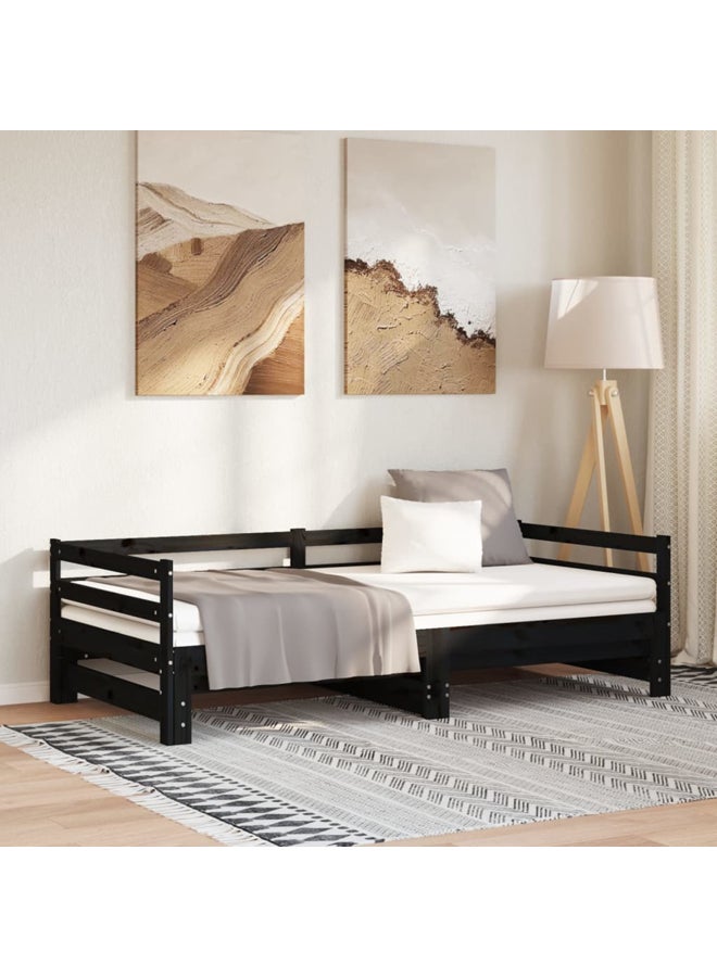 فيداكسل سرير نهاري قابل للسحب خشب صنوبر صلب أسود 2×(90×200) سم 806954 - Image 2
