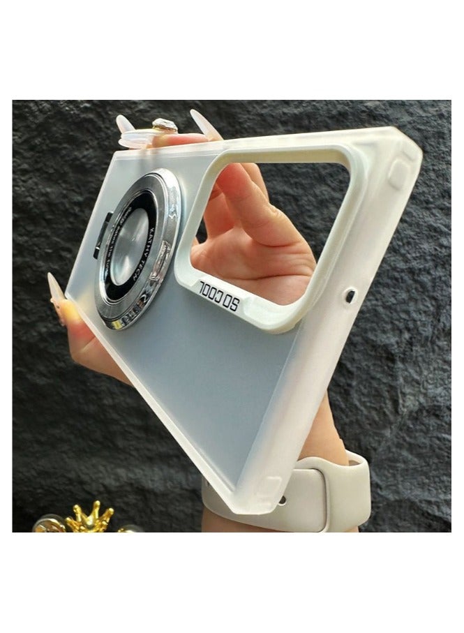 for Samsung S24 Ultra Phone Case, Compatible With Magsafe, Magnetic Protective Case With Invisible Bracket, Camera Lens Film Protector, Semi Transparent Matte Shockproof Protective Case, Suitable For Galaxy S24 Ultra 5g Ultra-Thin Full Protection Phone Case (White) - Image 2