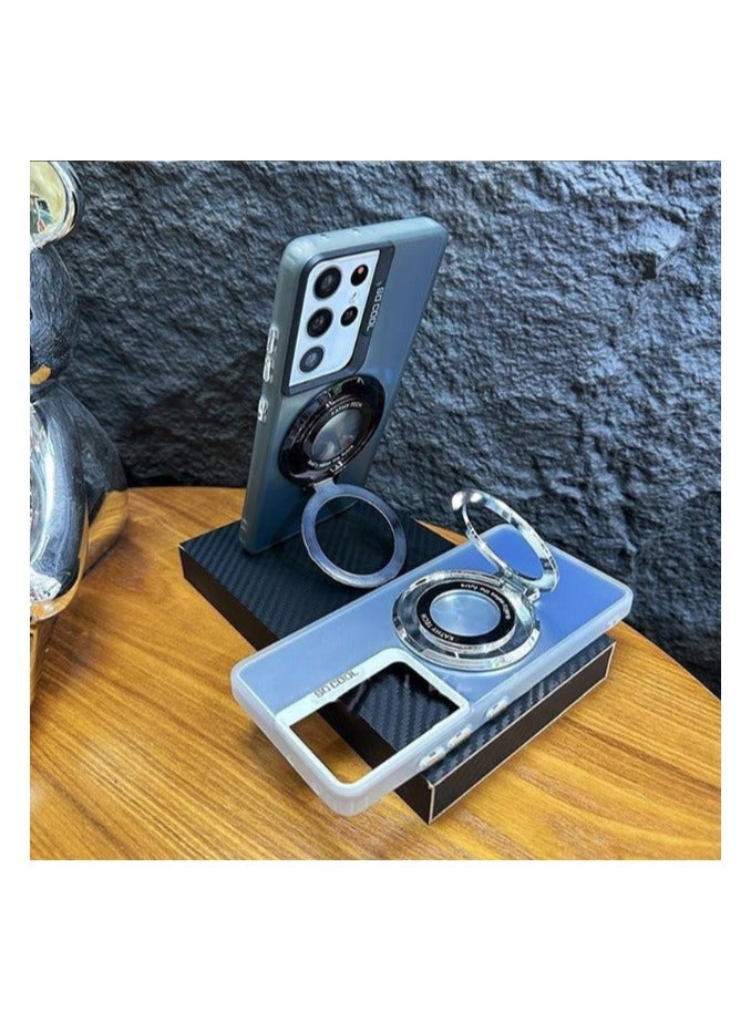 for Samsung S24 Ultra Phone Case, Compatible With Magsafe, Magnetic Protective Case With Invisible Bracket, Camera Lens Film Protector, Semi Transparent Matte Shockproof Protective Case, Suitable For Galaxy S24 Ultra 5g Ultra-Thin Full Protection Phone Case (White) - Image 3