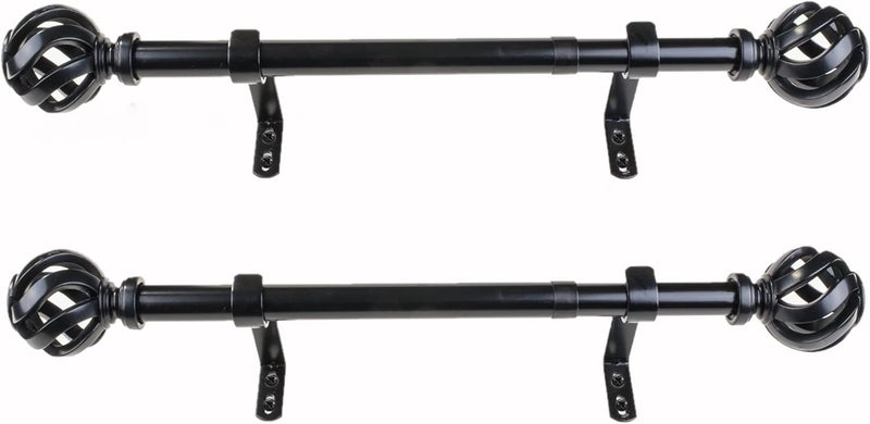 Decopolitan 1 Cage Side Curtain Rod Pair 12 to 20 Inches Black - Image 1