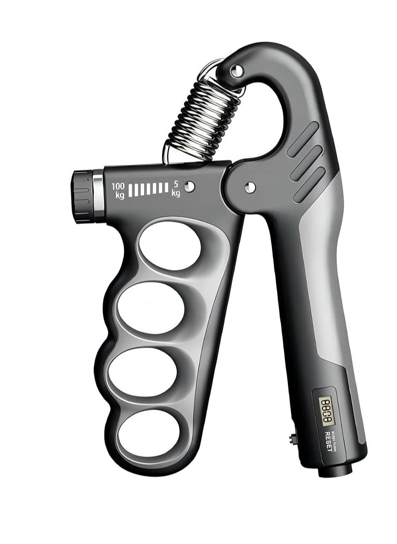 Cool Baby Style Grip Strength Trainer Adjustable Resistance 5-100 Kg Grip Strengthener  Non-Slip Counting Hand Gripper For Muscle Building(‎Grey)  - Image 1