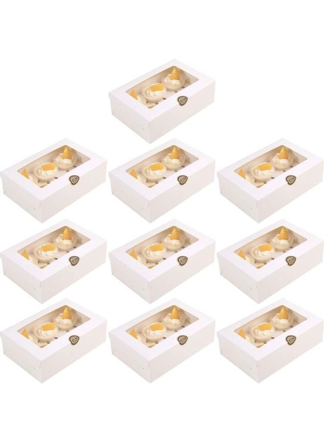 نيبمينينت مجموعة علب كب كيك ورقية بعدد 6 خانات، من 10 قطع أبيض/ شفاف - Image 1