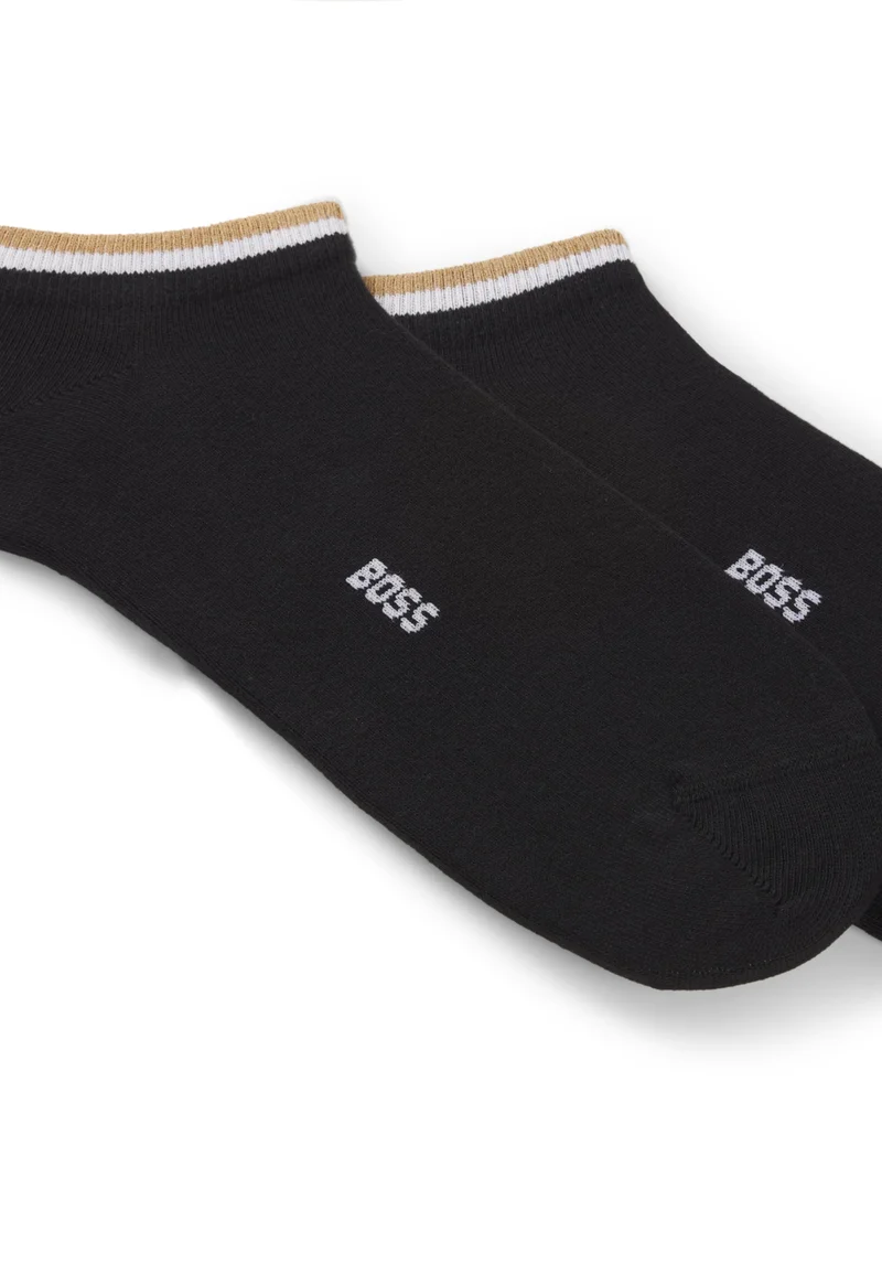 BOSS Two-pack of ankle socks with signature-stripe cuffs