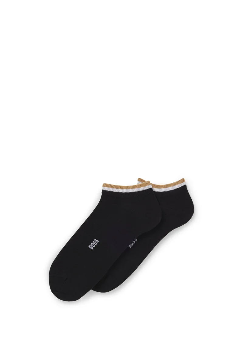 BOSS Two-pack of ankle socks with signature-stripe cuffs