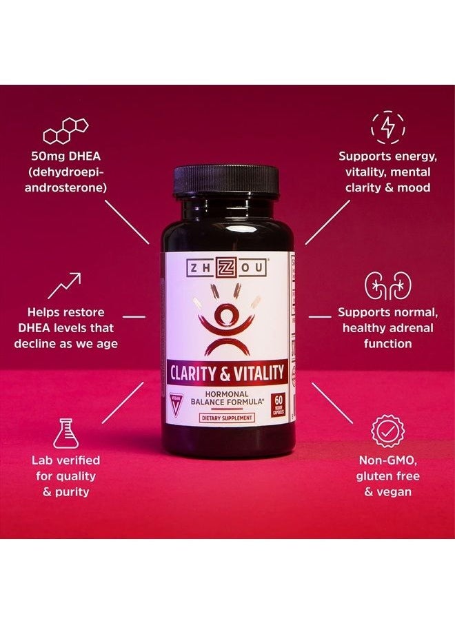 Zhou Nutrition Zhou Clarity and Vitality (formerly DHEA) 50 mg, Hormonal Balance Formula for Women & Men, Healthy Aging, Non-GMO, Vegan, Gluten Free, 60 Capsules  - Image 5