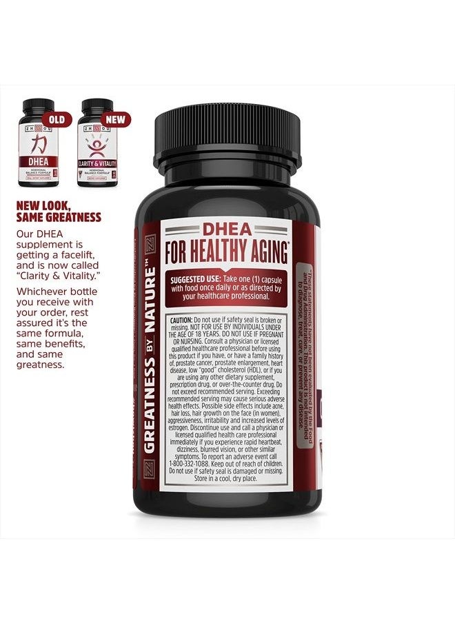Zhou Nutrition Zhou Clarity and Vitality (formerly DHEA) 50 mg, Hormonal Balance Formula for Women & Men, Healthy Aging, Non-GMO, Vegan, Gluten Free, 60 Capsules  - Image 3