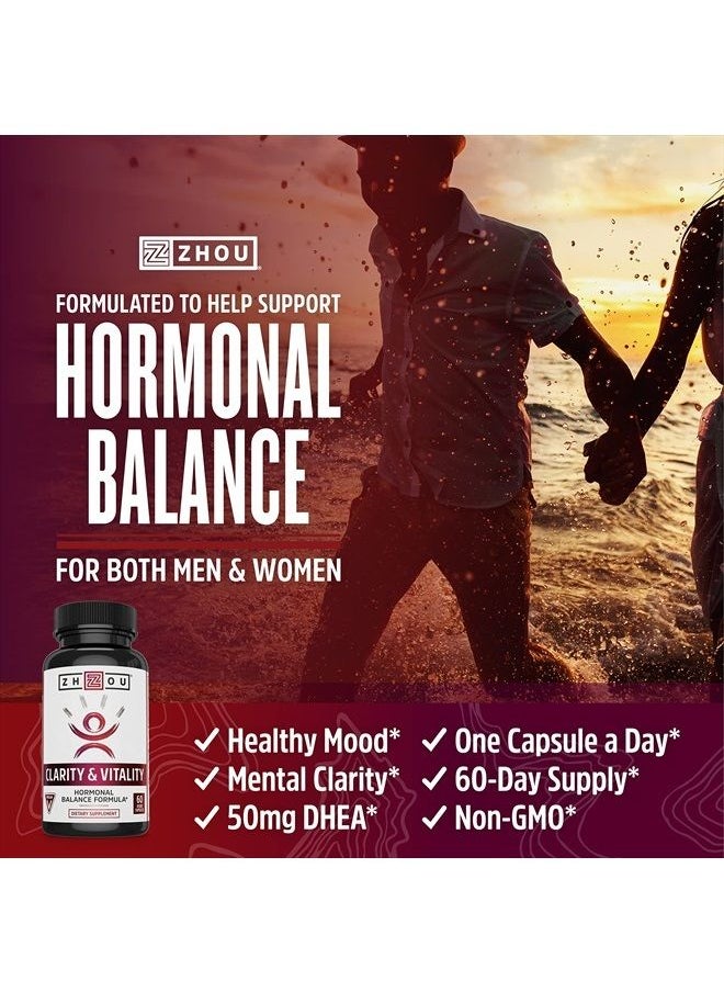 Zhou Nutrition Zhou Clarity and Vitality (formerly DHEA) 50 mg, Hormonal Balance Formula for Women & Men, Healthy Aging, Non-GMO, Vegan, Gluten Free, 60 Capsules  - Image 4