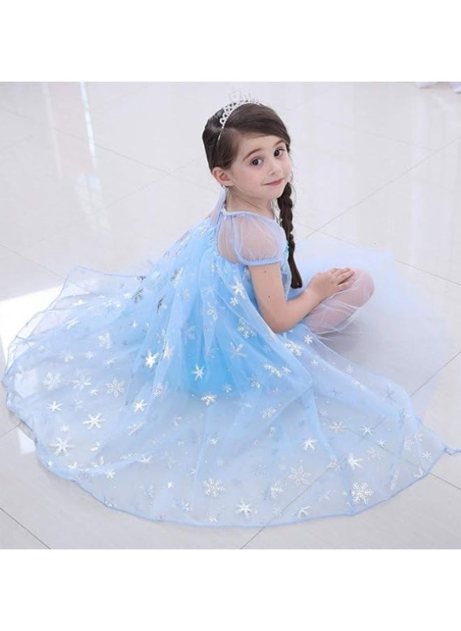 Generic - Skin-friendly Princess Elsa Dress, Blue Dress Costume for Girls, Gorgeous Elsa Dress with Unremovable Long Cape, for Birthday, Festival Party, Wedding Party and Other Special Occasions - Image 1