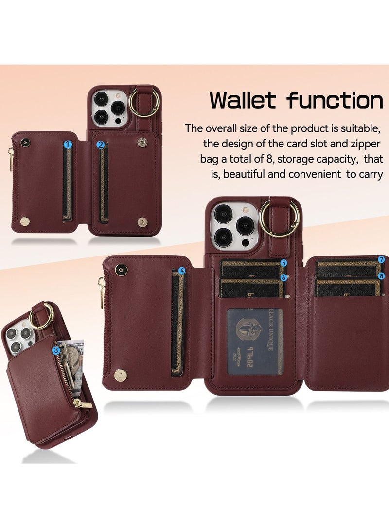 Y&D IPhone 14 phone case with protective case lanyard phone case leather sticker multi-functional phone case optional iPhone 14/iPhone 14 pro/iPhone 14 pro max/iPhone 14 plus - Image 3