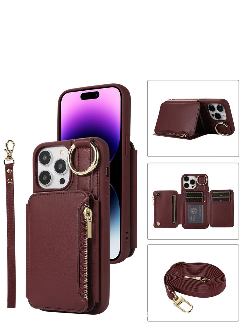 Y&D IPhone 14 phone case with protective case lanyard phone case leather sticker multi-functional phone case optional iPhone 14/iPhone 14 pro/iPhone 14 pro max/iPhone 14 plus - Image 2