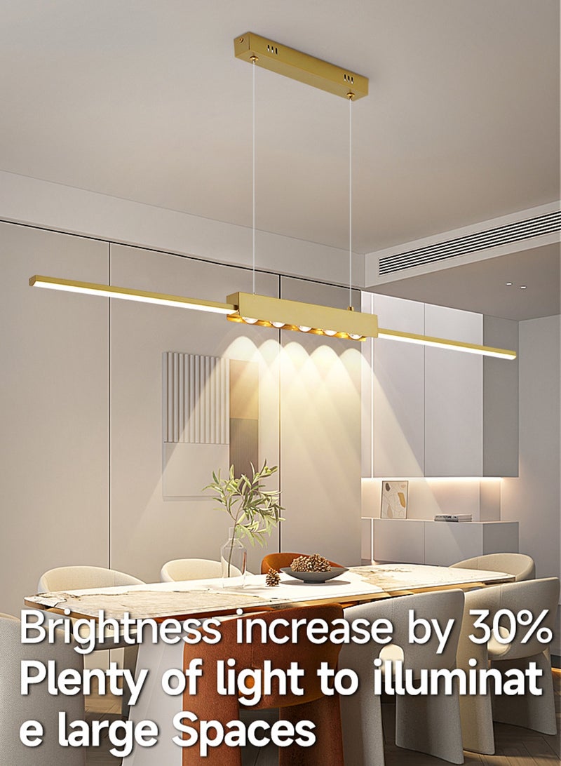 LOOPITYS Modern linear pendant lights, creative long line pendant lights, pendant lights (gold, diameter 100cm, with spotlight, temperature adjustable from 3000k to 6000k, hanging wire length adjustable 150CM) are suitable for restaurants, kitchens, living rooms, bedrooms, etc. - Image 5