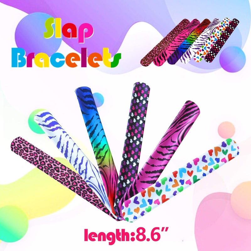 Novelty Place Animal/Heart Print Slap Bracelets Party Wrist Strap for Adult Teens Kids - 9" Assorted Colors (Pack of 25) - Image 2