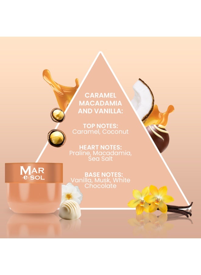 MAR.E.SOL Caramel Macadamia & Vanilla Gift Set – Body Mist 90ml + Body Scrub 100g + Body Butter 75ml | Sweet & Long-Lasting Fragrance | Nourishing Body Care Gift Set for Women - Image 3