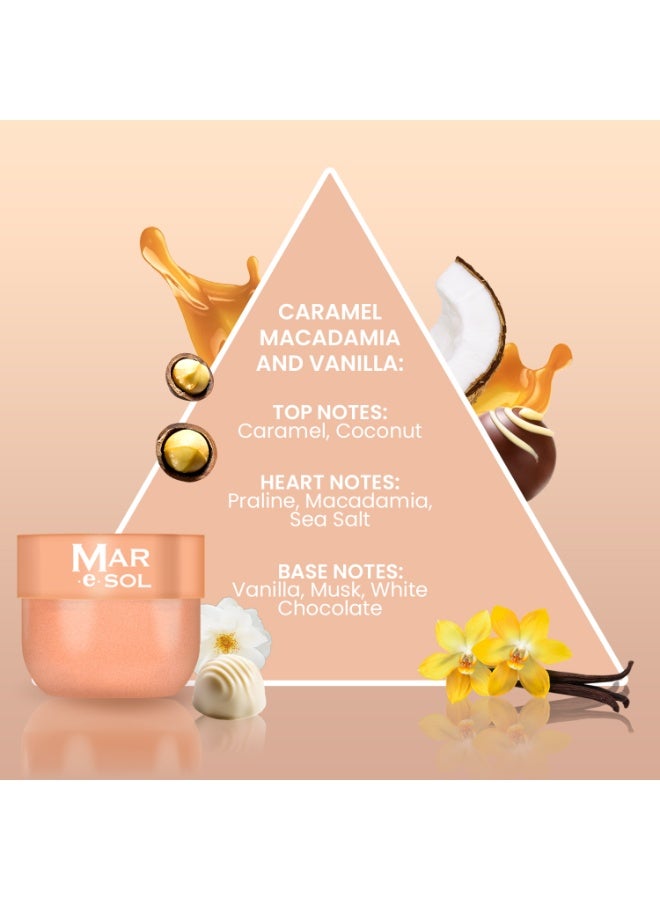 MAR.E.SOL Caramel Macadamia & Vanilla Gift Set – Body Mist 90ml + Body Scrub 100g + Body Butter 75ml | Sweet & Long-Lasting Fragrance | Nourishing Body Care Gift Set for Women - Image 4