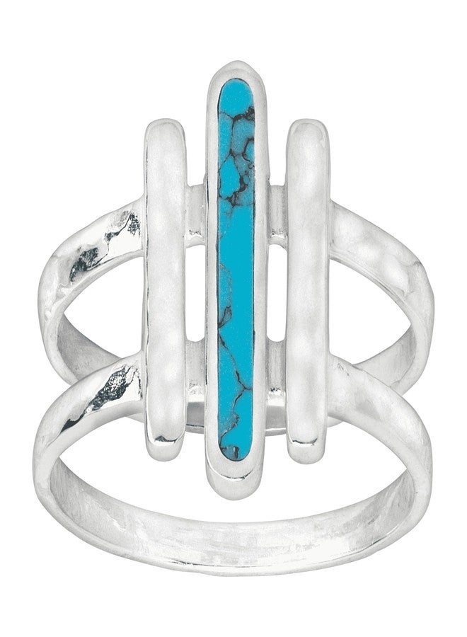 Silpada 'Strait To It' Compressed Turquoise Three-Bar Ring in Sterling Silver, Size 8, Size 8 - Image 1