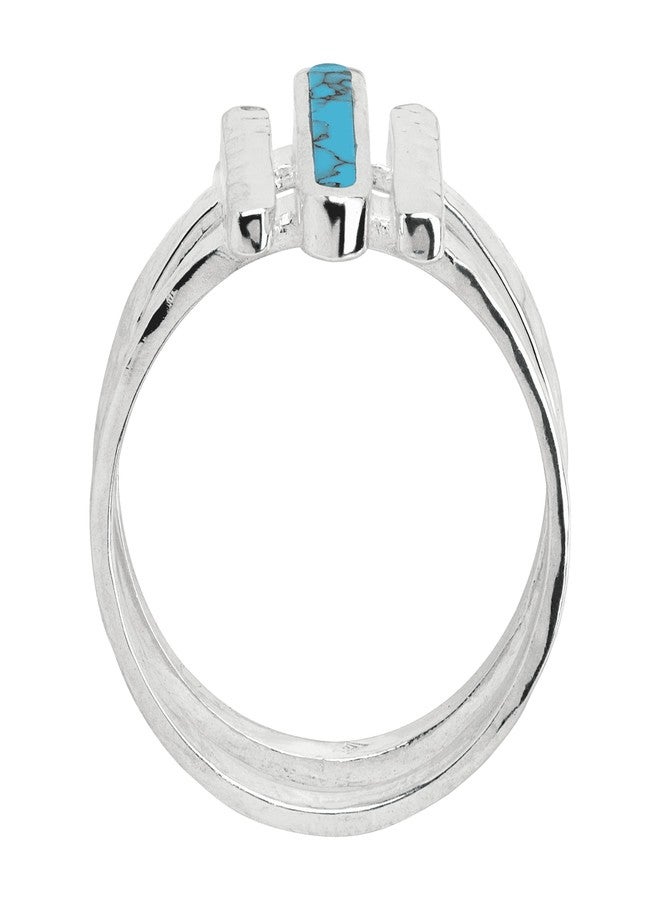 Silpada 'Strait To It' Compressed Turquoise Three-Bar Ring in Sterling Silver, Size 8, Size 8 - Image 4