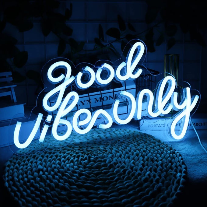 GOOD VIBES ONLY NEON SIGNS FOR WALL DECOR NEON LIGHTS LED SIGNS SUITABLE FOR LIVING BEER BAR GAME ROOM HOTEL BIRTHDAY PARTY RESTAURANT CHRISTMAS UNIQUE GIFT FOR LOVER 165 10 INCHAZURE
