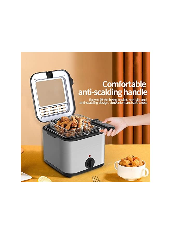 IAF Deep Fryer 2.5L Tank Deep Fat Fryer with Viewing Window Temperature Up to 180°C Stainless Steel Chip Fryer Cold Zone Technology Removable Oil Basket Automatic Fryer 1000W (Black-B - Image 3