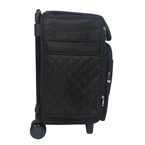 Everything Mary Rolling Scrapbook Tote – Black Quilted Craft Bag with Wheels – Storage Organizer for Scrapbooking, Papercraft, Art Supplies & Portable Craft Tools - Image 3