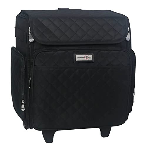 Everything Mary Rolling Scrapbook Tote – Black Quilted Craft Bag with Wheels – Storage Organizer for Scrapbooking, Papercraft, Art Supplies & Portable Craft Tools - Image 1