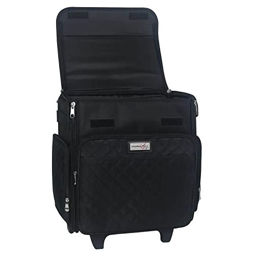 Everything Mary Rolling Scrapbook Tote – Black Quilted Craft Bag with Wheels – Storage Organizer for Scrapbooking, Papercraft, Art Supplies & Portable Craft Tools - Image 4