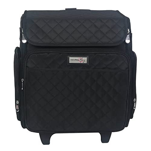 Everything Mary Rolling Scrapbook Tote – Black Quilted Craft Bag with Wheels – Storage Organizer for Scrapbooking, Papercraft, Art Supplies & Portable Craft Tools - Image 2