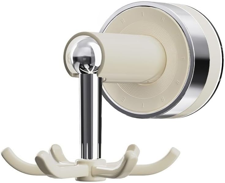 كريمي وايت 6 مخلب دوارة شفاط هوك حائط رف يحمل 3 كجم لا حاجة للحفر - Image 3