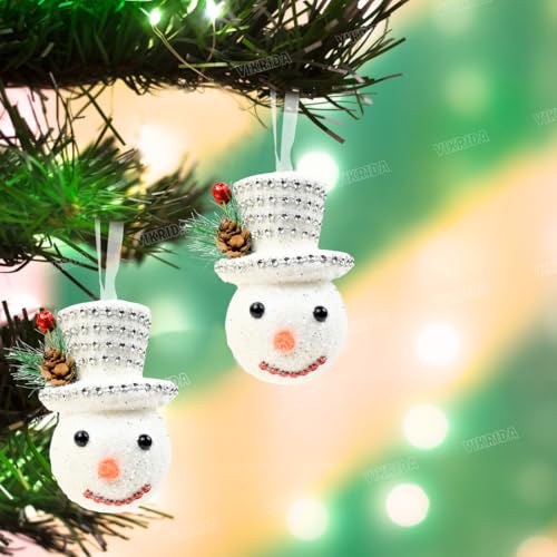 VikriDA Big Size Snowman Ornaments for Christmas Tree (11 cm) | Set of 6 Snowman Hanging Decorations for Xmas Home & Party Décor - Image 3