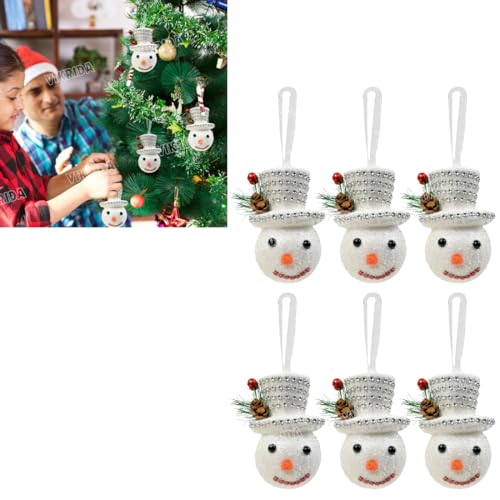 VikriDA Big Size Snowman Ornaments for Christmas Tree (11 cm) | Set of 6 Snowman Hanging Decorations for Xmas Home & Party Décor - Image 1