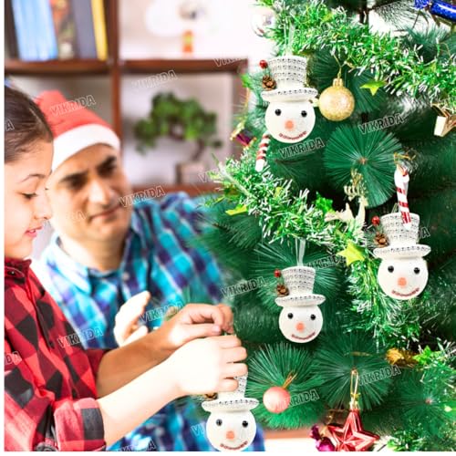 VikriDA Big Size Snowman Ornaments for Christmas Tree (11 cm) | Set of 6 Snowman Hanging Decorations for Xmas Home & Party Décor - Image 5