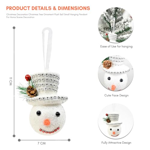 VikriDA Big Size Snowman Ornaments for Christmas Tree (11 cm) | Set of 6 Snowman Hanging Decorations for Xmas Home & Party Décor - Image 2