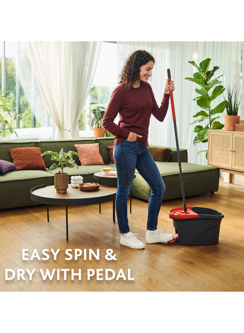 Vitacelli Easy Wring & Clean Spin Mop & Bucket Set with Foot Pedal | Telescopic Handle (85-123 cm) | 2-in-1 Microfiber Mop Head for Effortless Floor Cleaning - Image 3