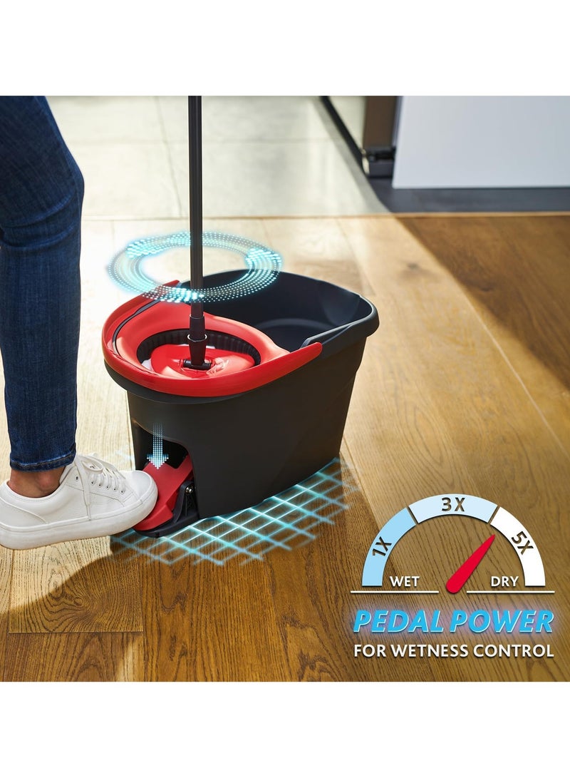 Vitacelli Easy Wring & Clean Spin Mop & Bucket Set with Foot Pedal | Telescopic Handle (85-123 cm) | 2-in-1 Microfiber Mop Head for Effortless Floor Cleaning - Image 2