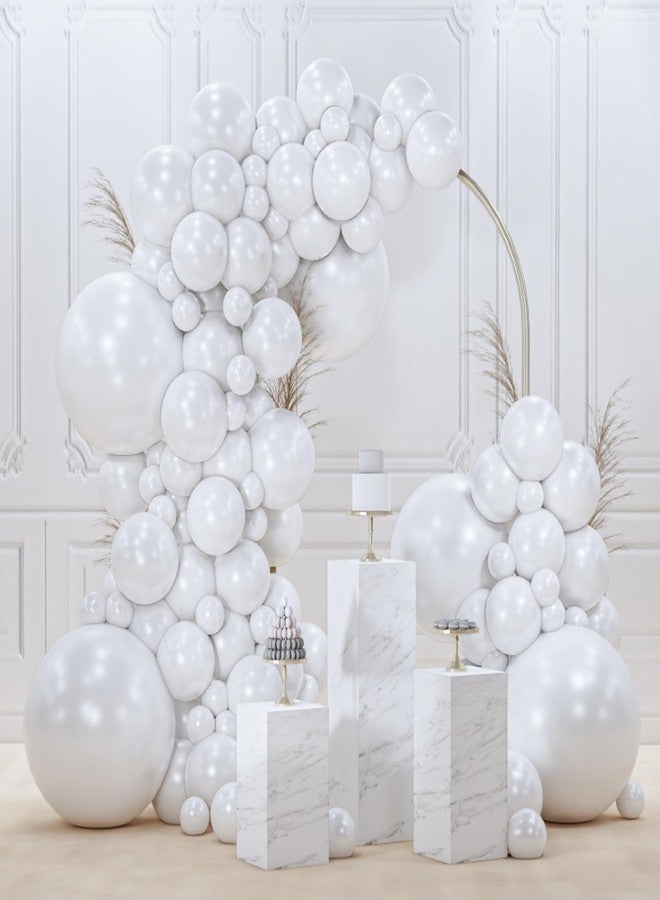 PartyWoo Pearl White Balloons 120pcs Different Sizes Pack of 18 12 10 5 Inch Metallic White Latex Balloon Arch Kit Garland for Wedding Graduation Baby Shower Birthday Party Decorations White-Z30 - Image 1