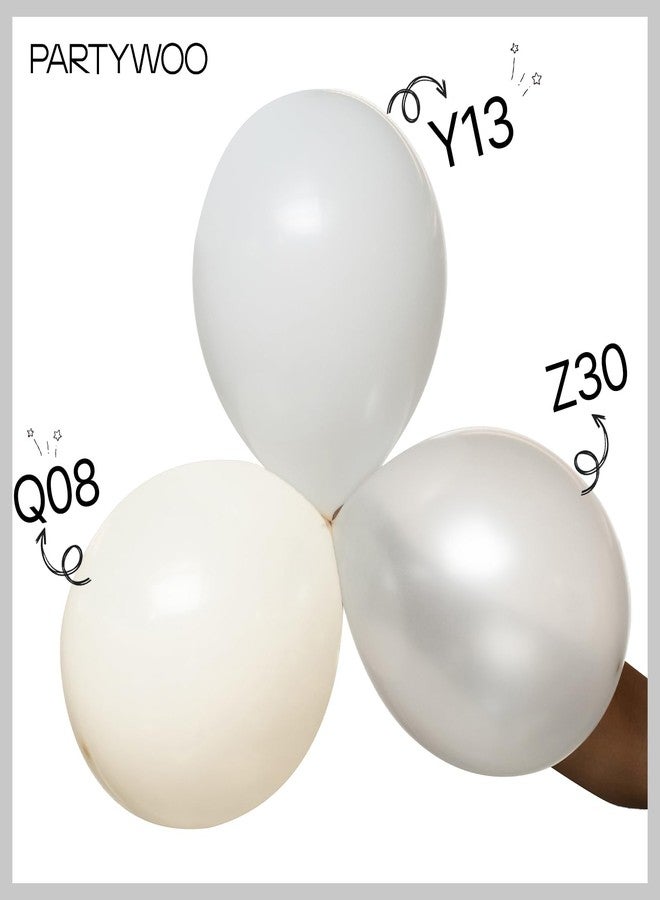 PartyWoo Pearl White Balloons 120pcs Different Sizes Pack of 18 12 10 5 Inch Metallic White Latex Balloon Arch Kit Garland for Wedding Graduation Baby Shower Birthday Party Decorations White-Z30 - Image 4