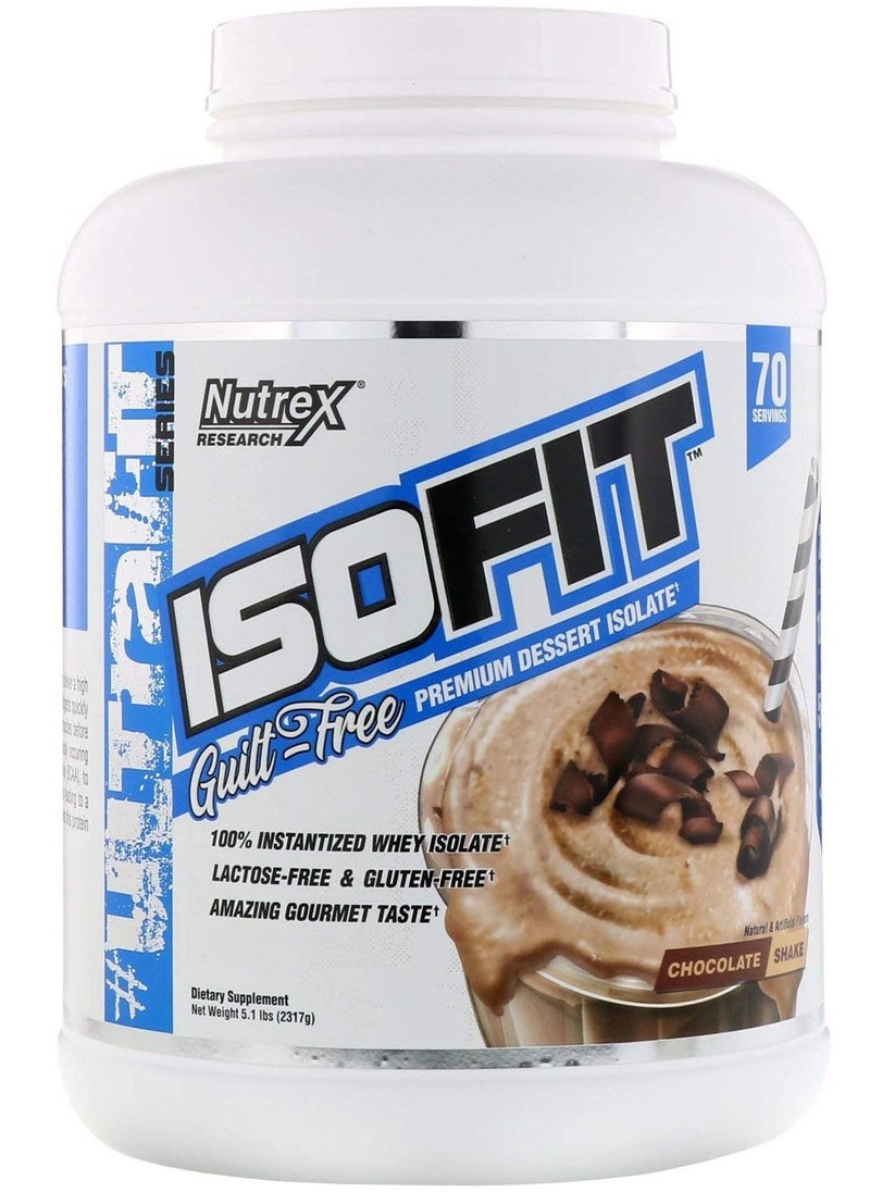 Nutrex Research - ISOFIT Guilt Free whey Isolate Lactose Free Chocolate Shake 70 Servings 2317g - Image 1