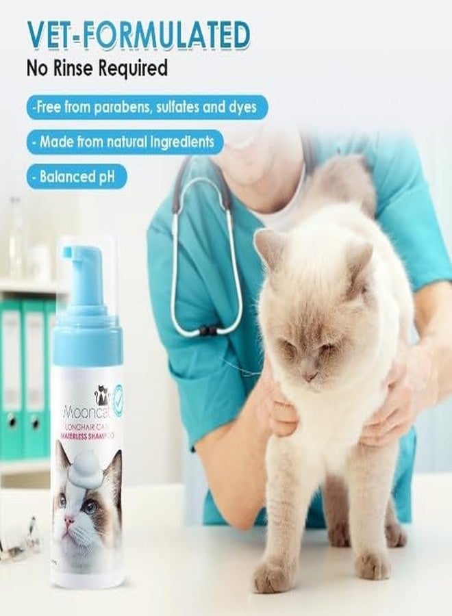 Mooncat Waterless Cat Shampoo for Longhair Cats | Licking Safe No-Rinse Dry Foam Bath for Detangling Matted Fur | Gentle Formula for Kittens & Sensitive Skin, pH Balanced - 5oz - Image 3