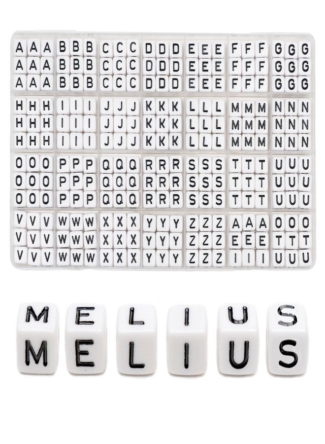 MELIUS Acrylic Square Large Letter Beads, 252Pcs 10x10mm Big Alphabet Paracord Beads for Jewelry Making, DIY Necklaces Collars, Key Chains, Bracelets (White) - Image 1