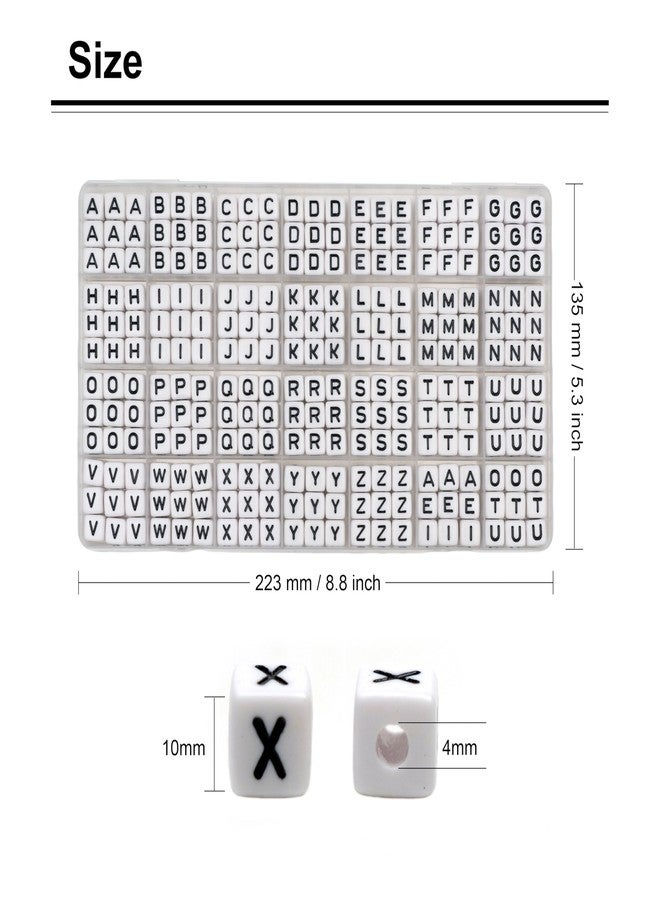 MELIUS Acrylic Square Large Letter Beads, 252Pcs 10x10mm Big Alphabet Paracord Beads for Jewelry Making, DIY Necklaces Collars, Key Chains, Bracelets (White) - Image 2