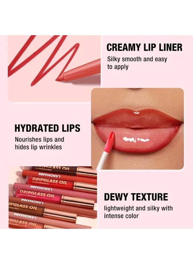 LANGMANNI This Set Includes 2pcs: a Lip Oil And a Lip Liner. The Glossy Lip Oil Provides Long-Lasting Hydration, While The Matte Lip Liner Helps Achieve Flawless Lip Makeup. It'S a 2-In-1 Lip Set, Perfect As Gifts for Women - Image 3